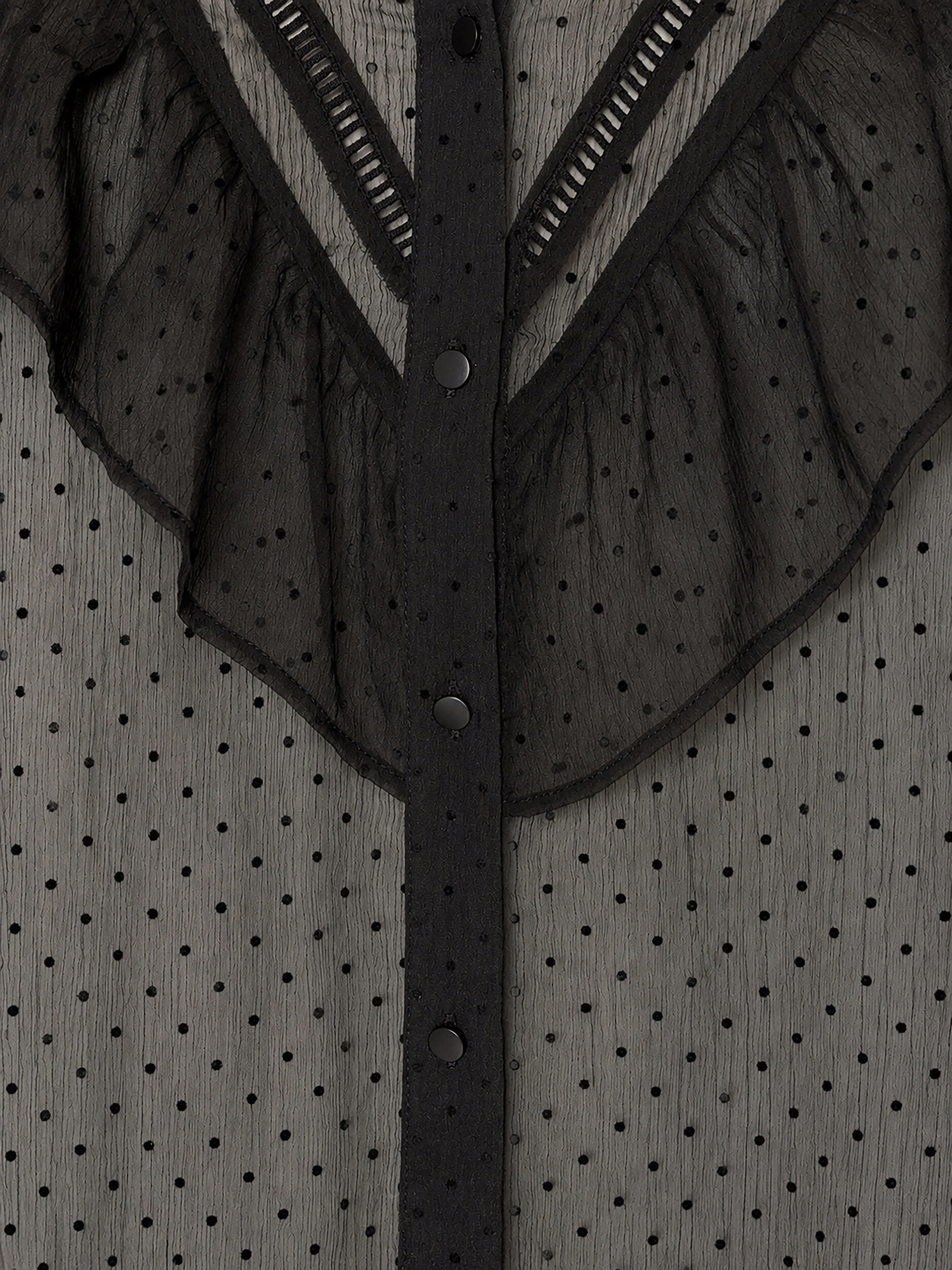 ZizzifashionMidi dress in a lightweight, sheer fabric with dots and ruffles, Black, Packshot image number 3