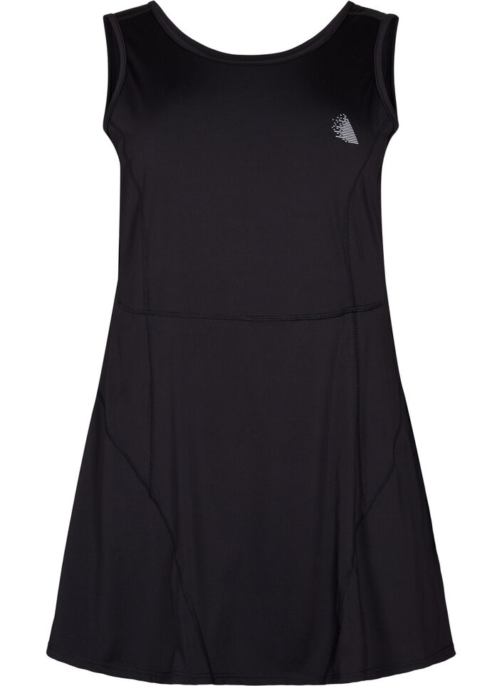 Padel dress with inner shorts, Black, Packshot image number 0