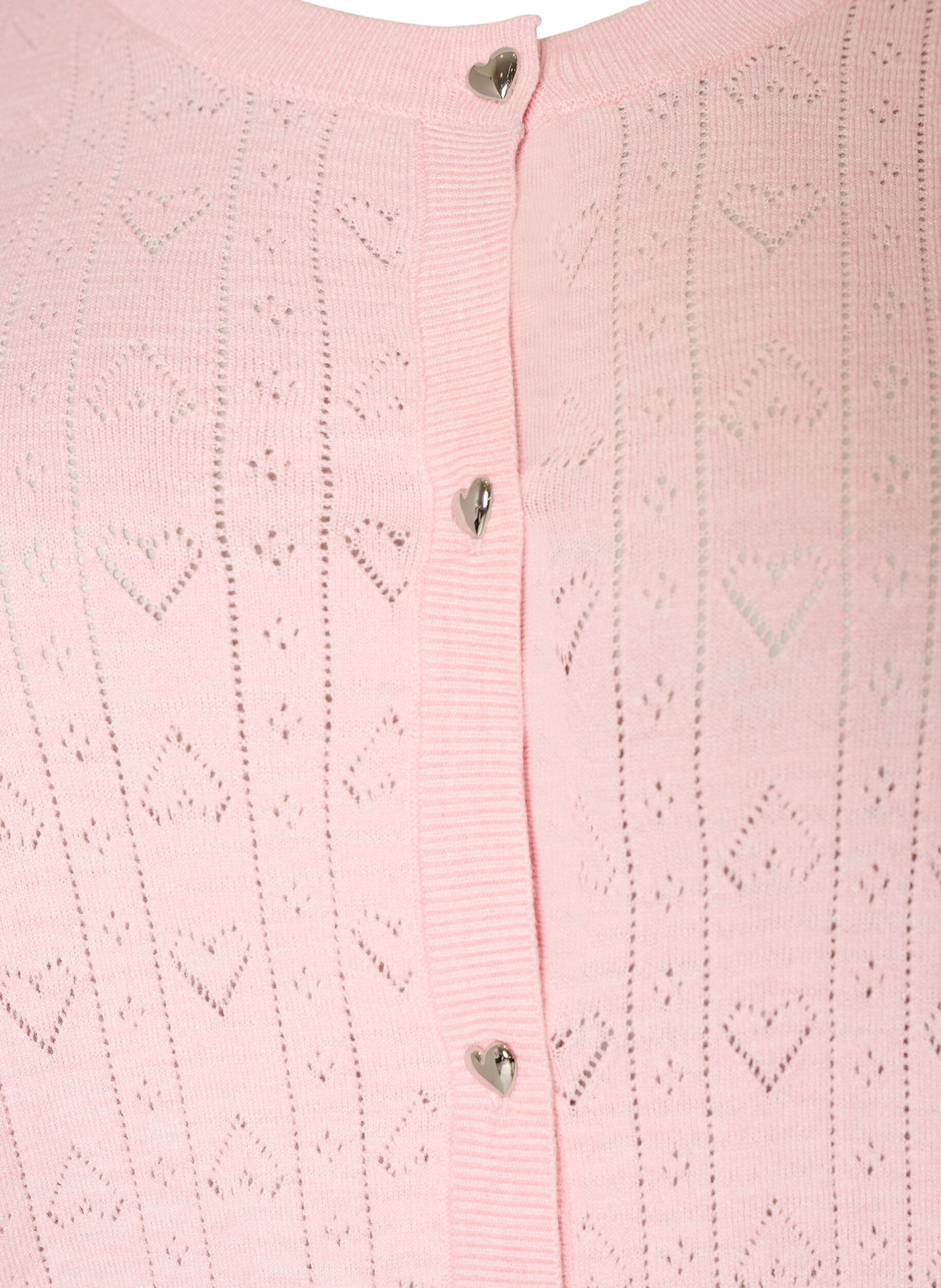 ZizzifashionKnitted cardigan with heart eyelet embroidery, Pink, Packshot image number 2