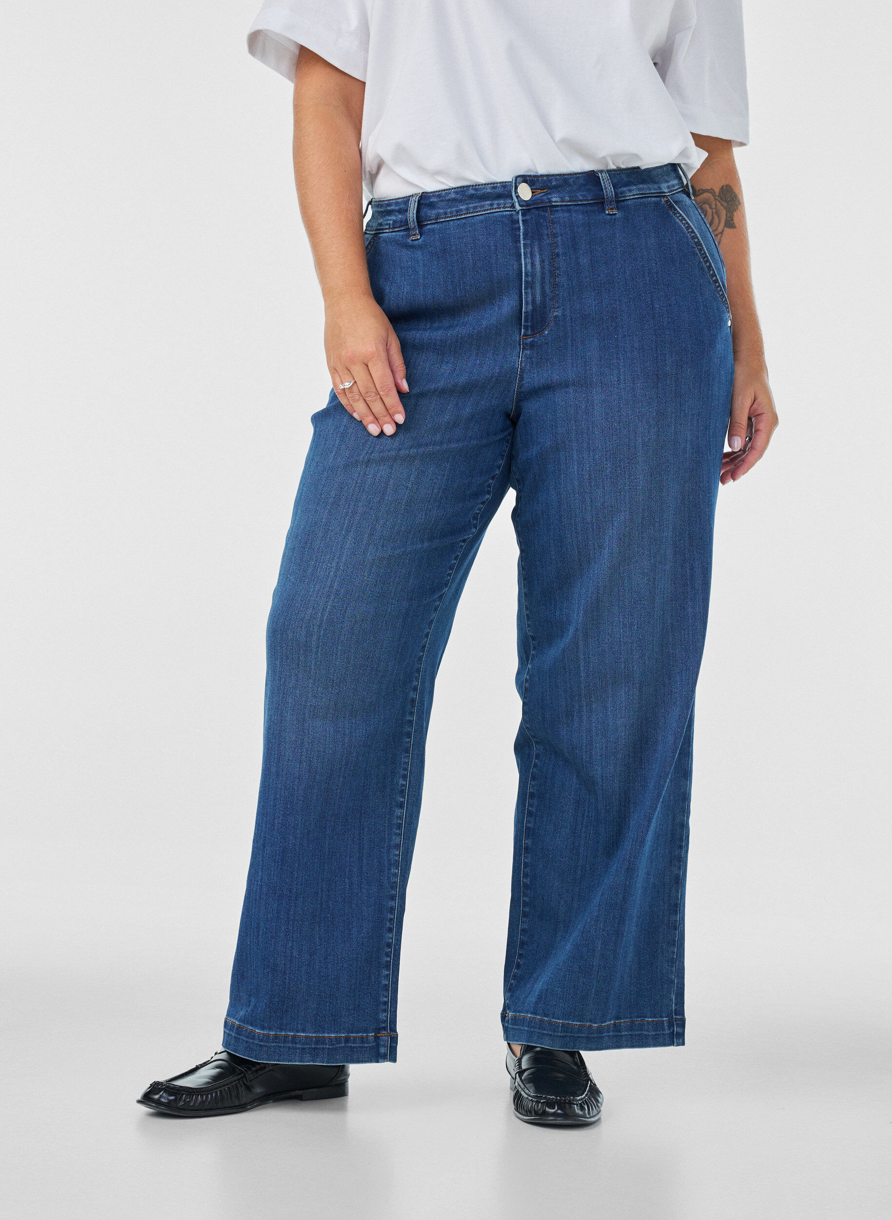 ZizzifashionWide fit Myra jeans with high waist, Blue, Model image number 2