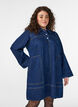 Short denim dress with collar and button fastening, Blue, Model image number 2
