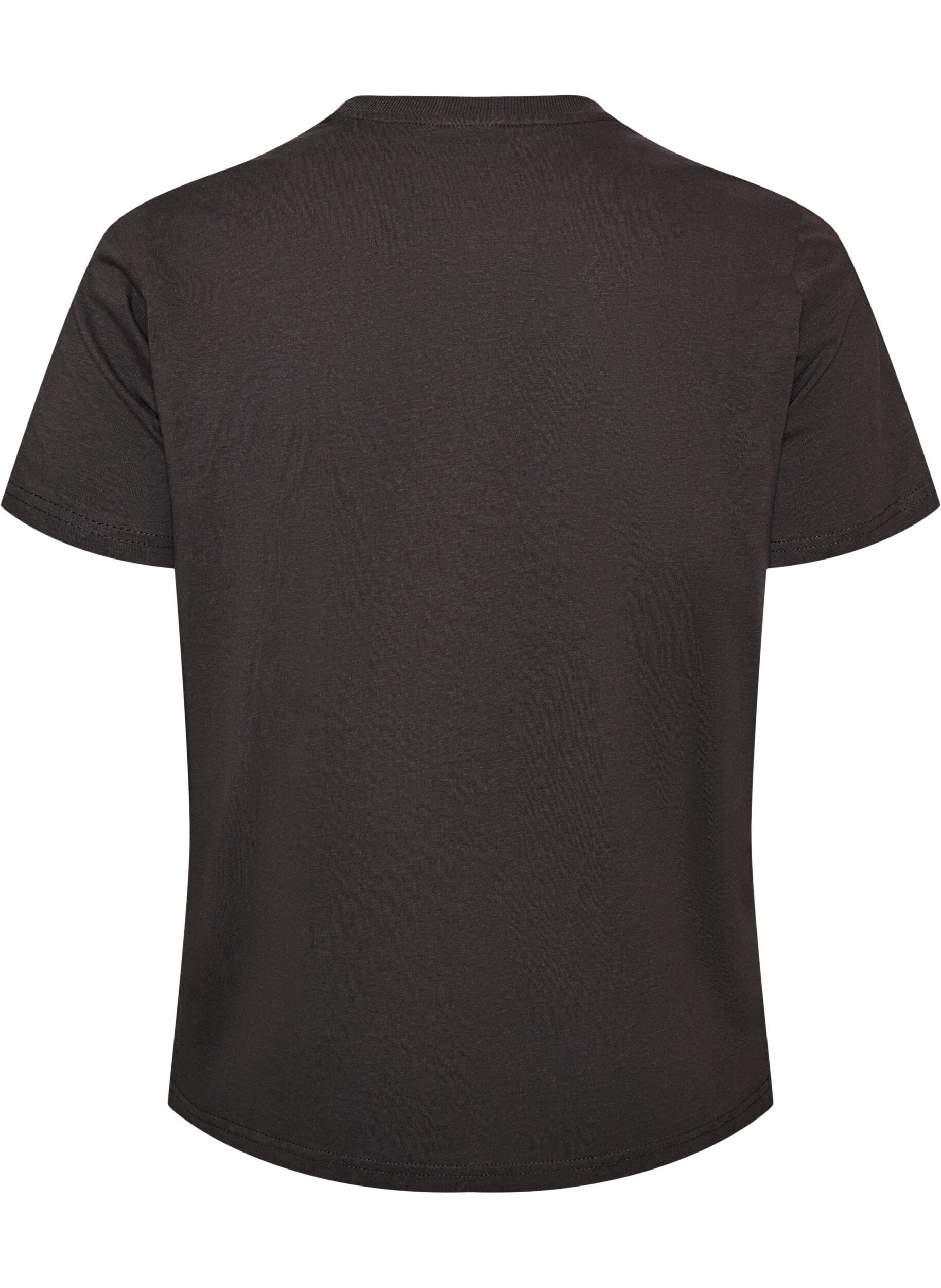 ZizzifashionCotton T-shirt with front print, Dark Grey, Packshot image number 1