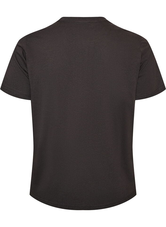 Cotton T-shirt with front print, Dark Grey, Packshot image number 1