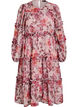 Floral midi dress with ruffle details and sheer sleeves, Rose, Packshot image number 0