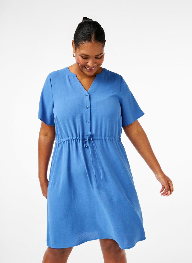 Short sleeve dress with tie waist, Riverside, Model image number 0