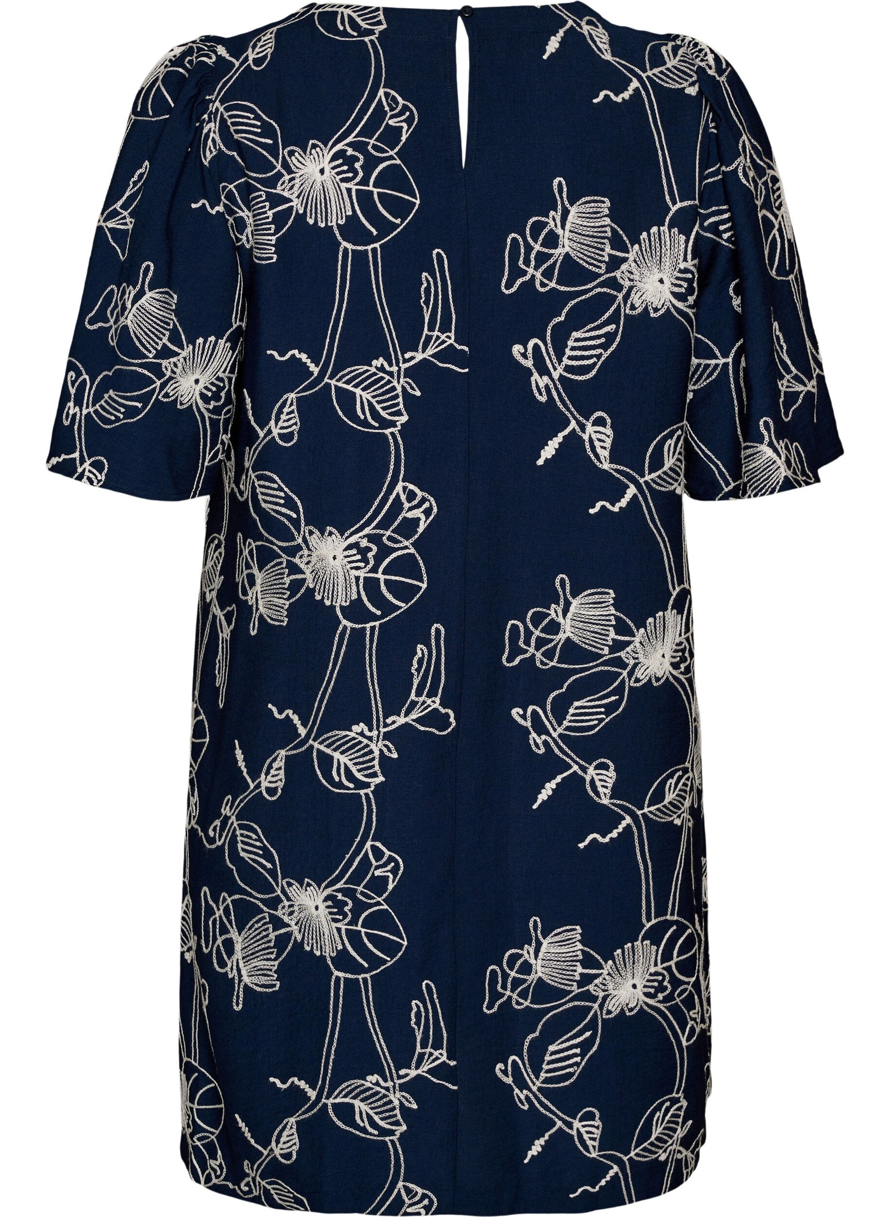 Zizzifashion Short A-line dress with embroidered pattern, Blue, Packshot image number 1