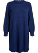 Short knitted dress with wavy hem and slits, Blue, Packshot image number 0