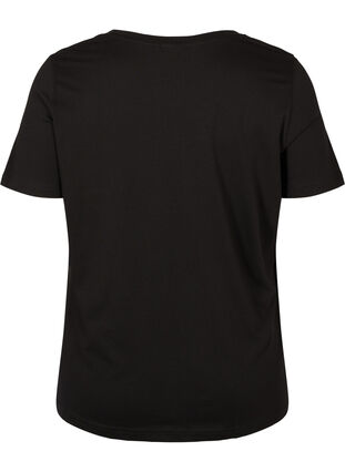 Short-sleeved printed cotton t-shirt, Black/Magnificent, Packshot image number 1