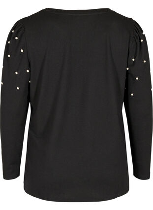 Long sleeve blouse with pearls, Black, Packshot image number 1