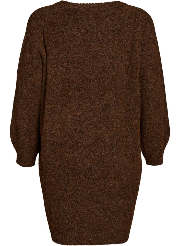 Jumper dress with large flower appliqu&eacute;, Brown, Packshot image number 1