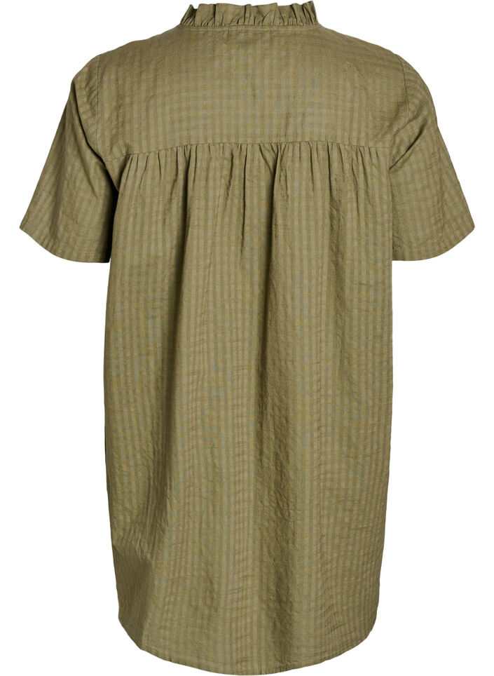 A-shaped tunic with short sleeves and buttons, Green, Packshot image number 1