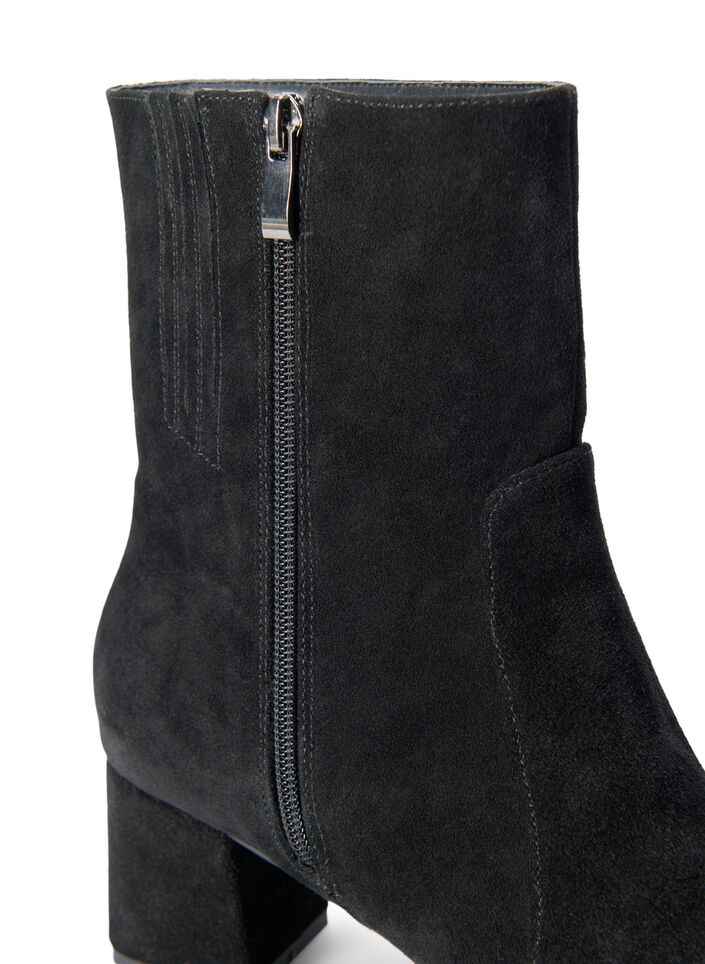 Wide fit - Suede ankle boots with heel, Black, Packshot image number 4