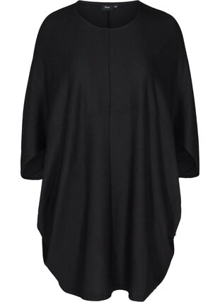 Plain textured dress, Black, Packshot image number 0
