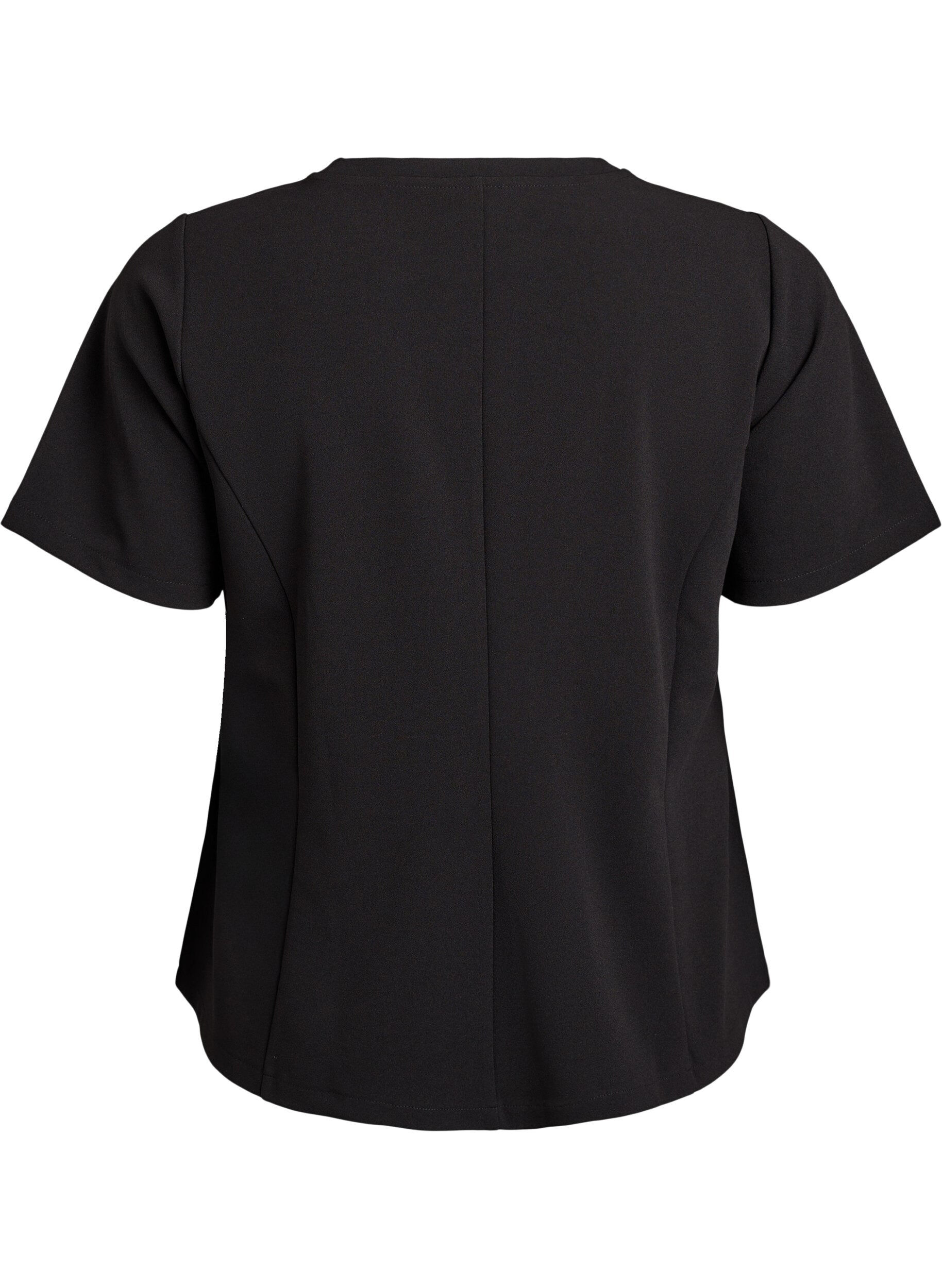 Zizzifashion Short-sleeved blouse with shaping darts, Black, Packshot image number 1