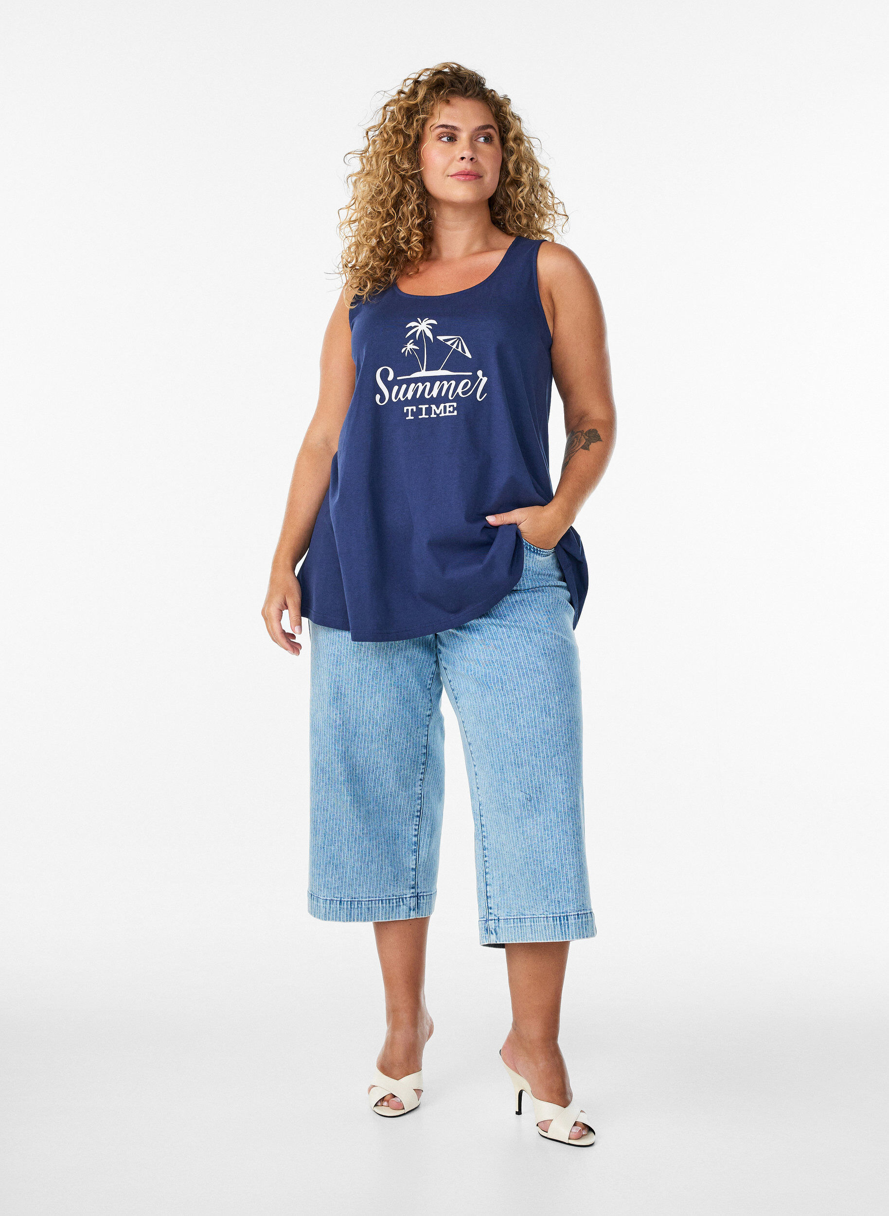 Zizzifashion Cotton top with a-shape, Blue, Model image number 1