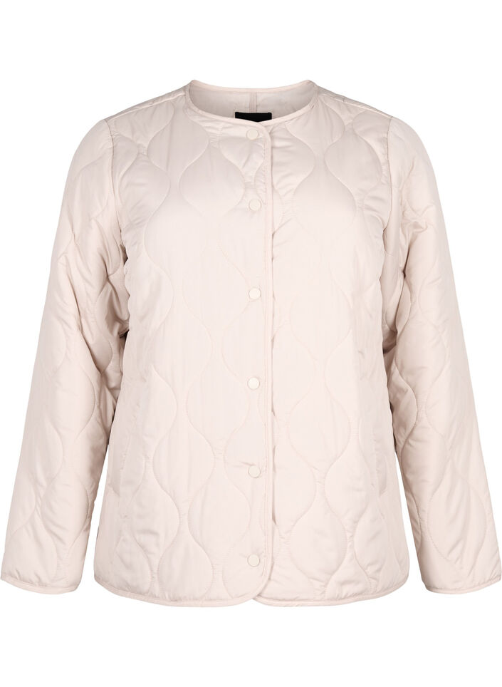 Quilted jacket with buttons, Pumice Stone, Packshot image number 0