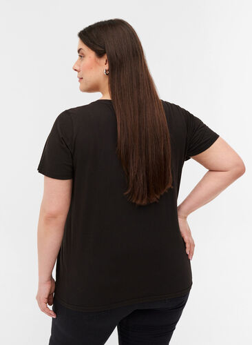 Short-sleeved cotton t-shirt, Black LOS ANGELES, Model image number 1