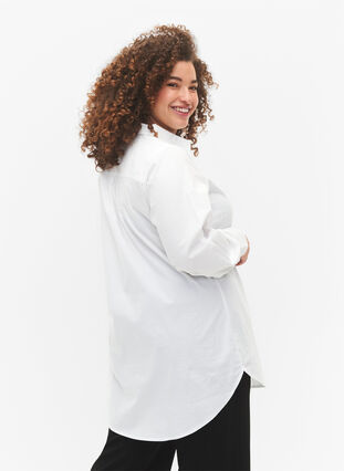 Long cotton shirt, Bright White, Model image number 1