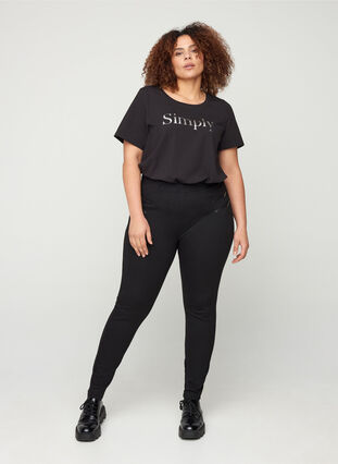 Short-sleeved t-shirt with print, Black SIMPLY, Model image number 2