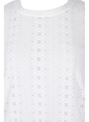 Blouse with embroidery anglaise and 1/2 sleeves, Bright White, Packshot image number 2