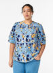 Patterned shirt blouse with 1/2 sleeves, Light Blue, Model image number 0