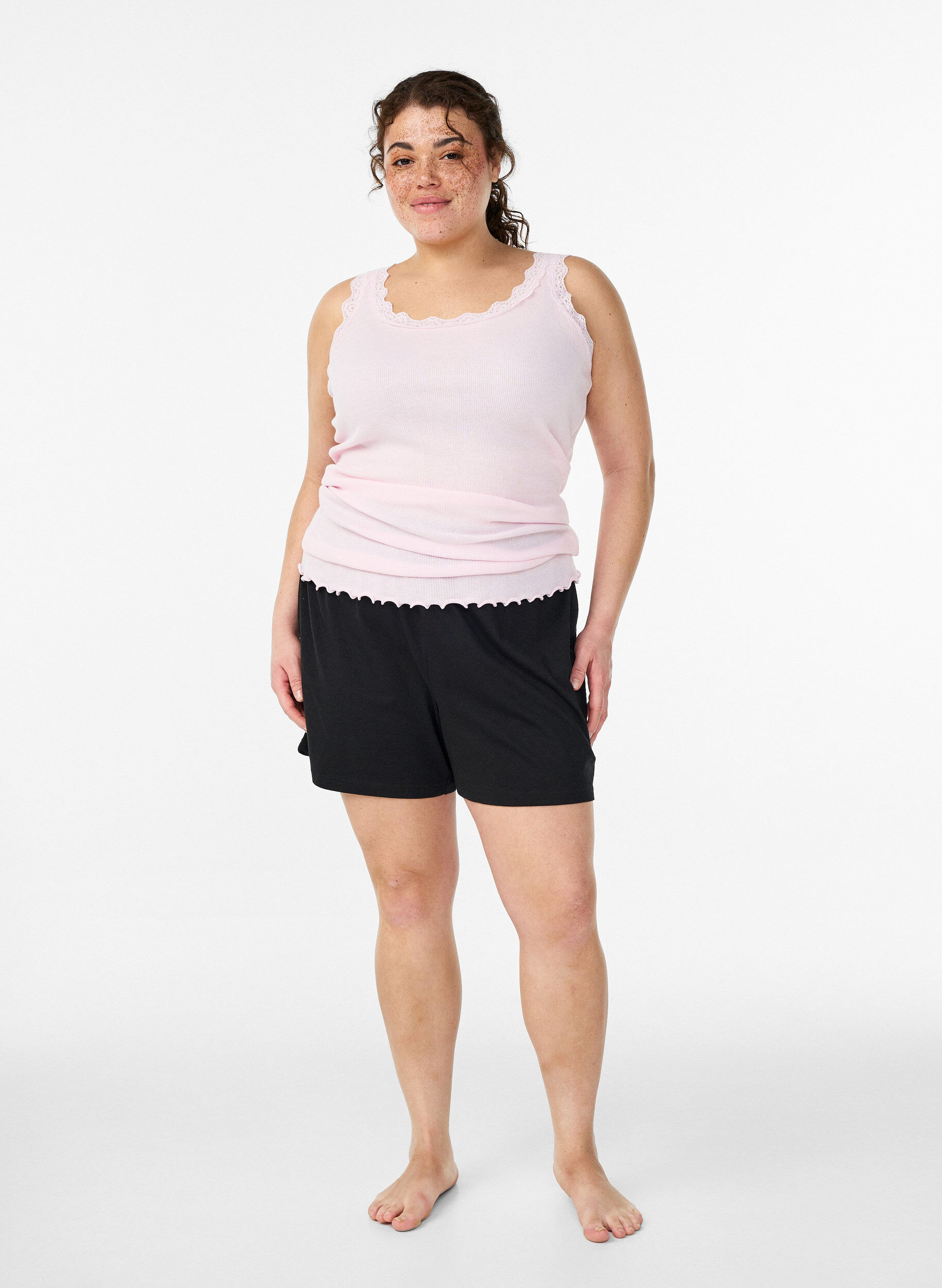 Zizzifashion Top with lace trim, Rose, Model image number 1