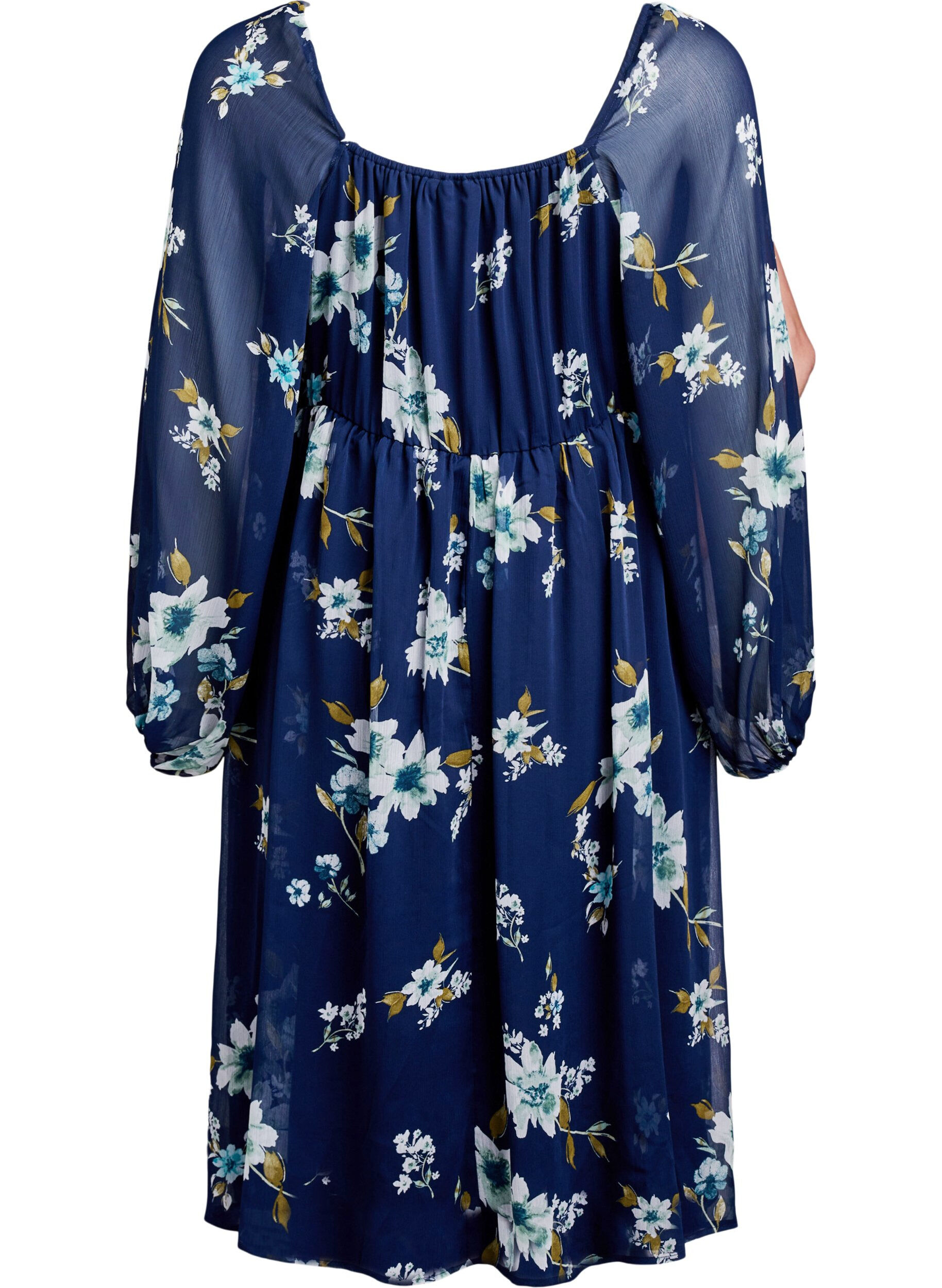 Zizzifashion Chiffon party dress with long sleeves, Blue, Packshot image number 1