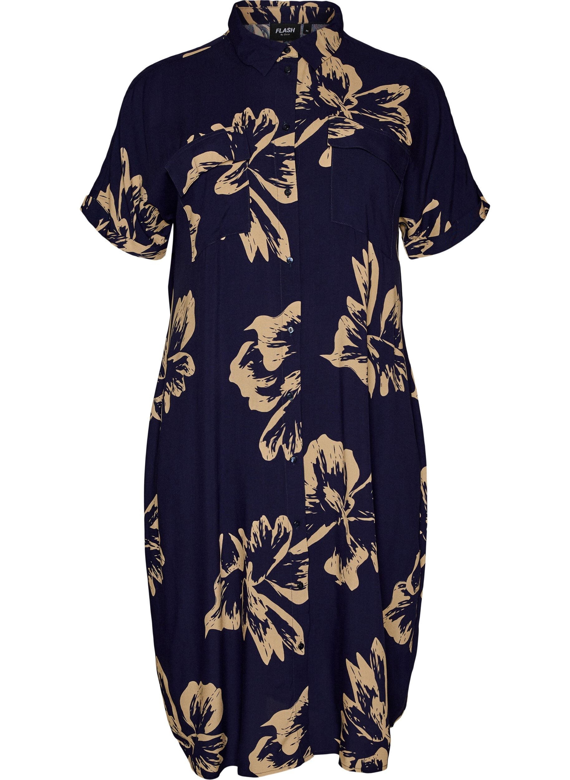 Long shirt dress with short sleeves