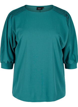 Blouse with 3/4 sleeves and pleated folds, Pacific, Packshot image number 0