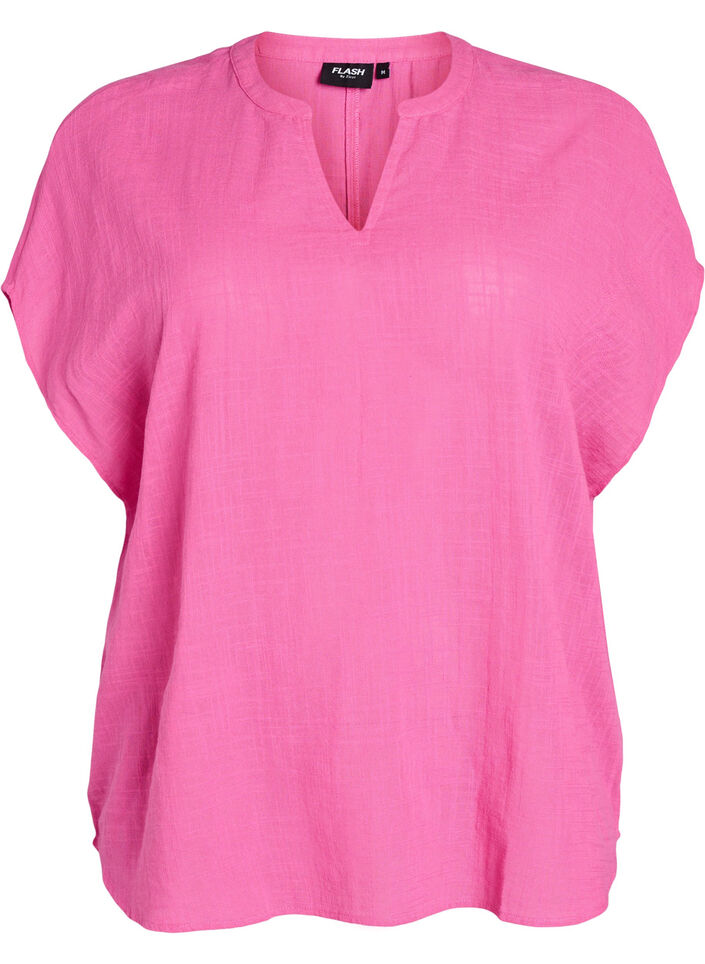FLASH - Loose blouse with cap sleeves, Pink, Packshot image number 0