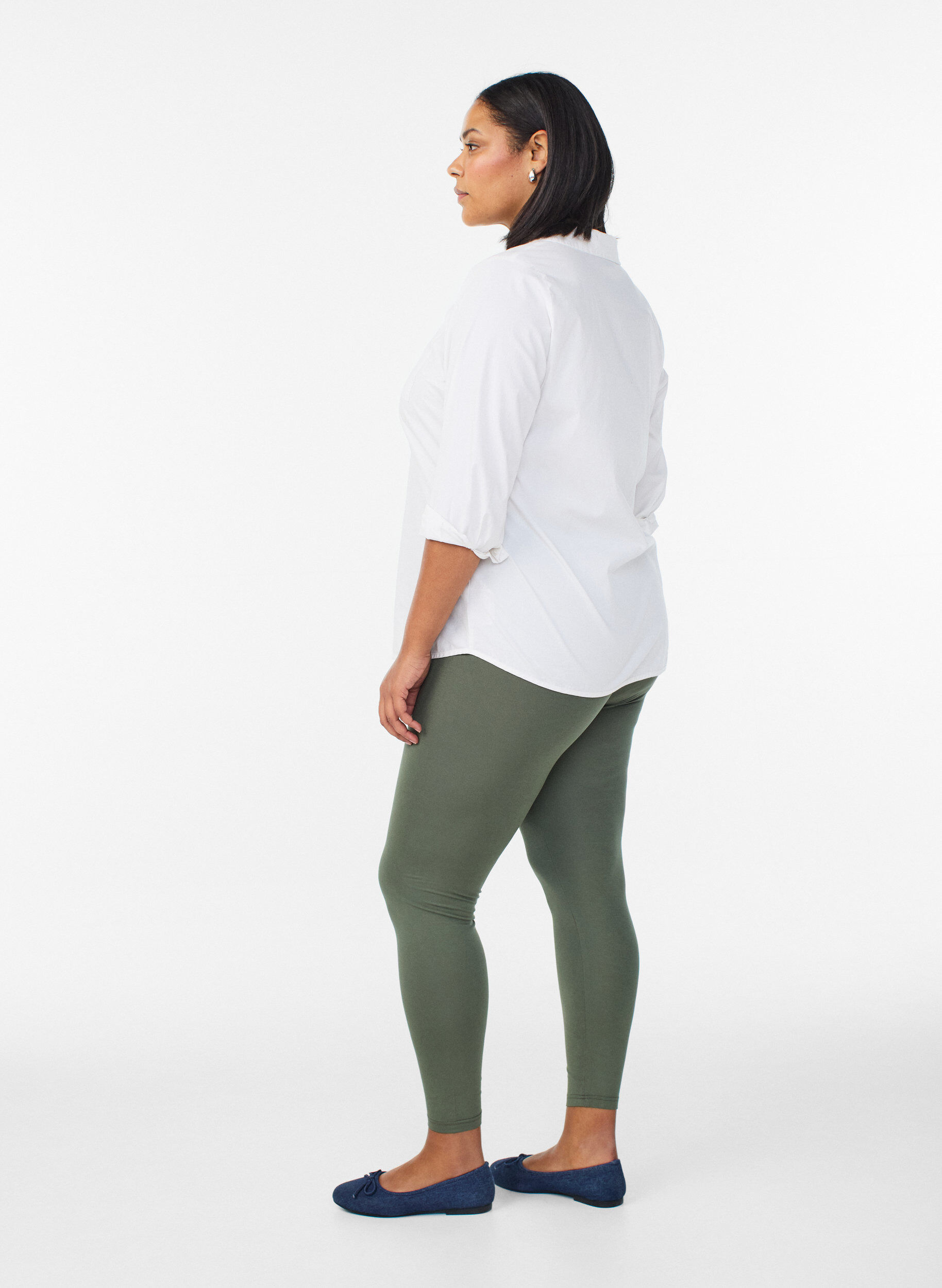 Zizzifashion Basic leggings with extra length, Green, Model image number 2