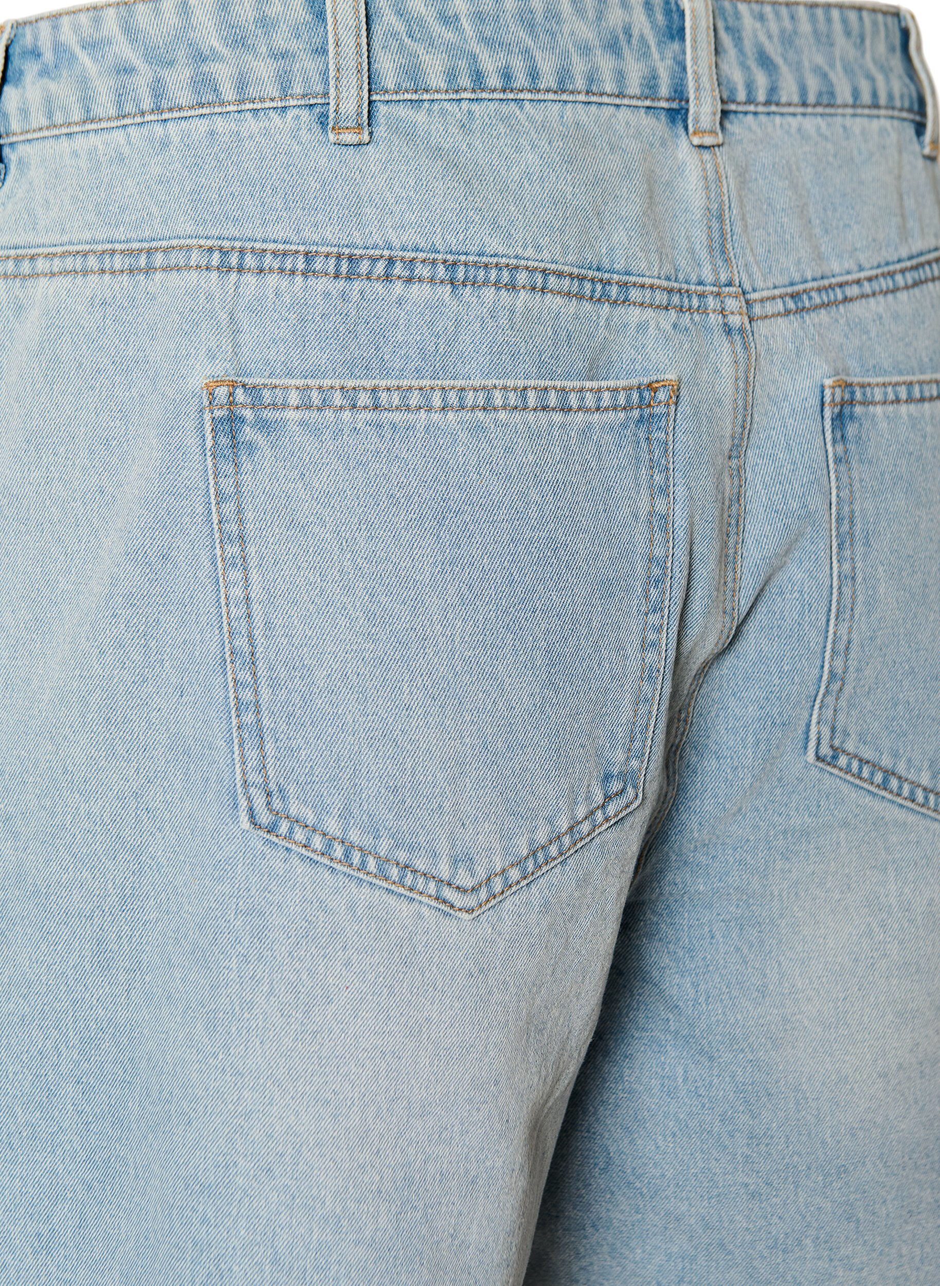 Zizzifashion Denim skorts with a wrap-over effect and high waist, Light Blue, Packshot image number 3