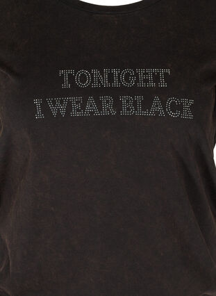 Organic cotton t-shirt with smock, Black, Packshot image number 2