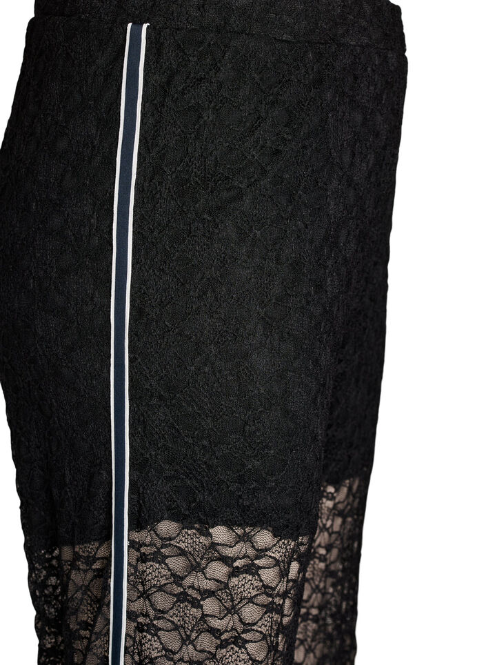 Sheer wide-leg lace trousers, Black, Packshot image number 3