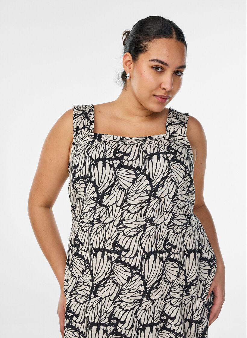 Summer dress with wide straps, Black, Model image number 2