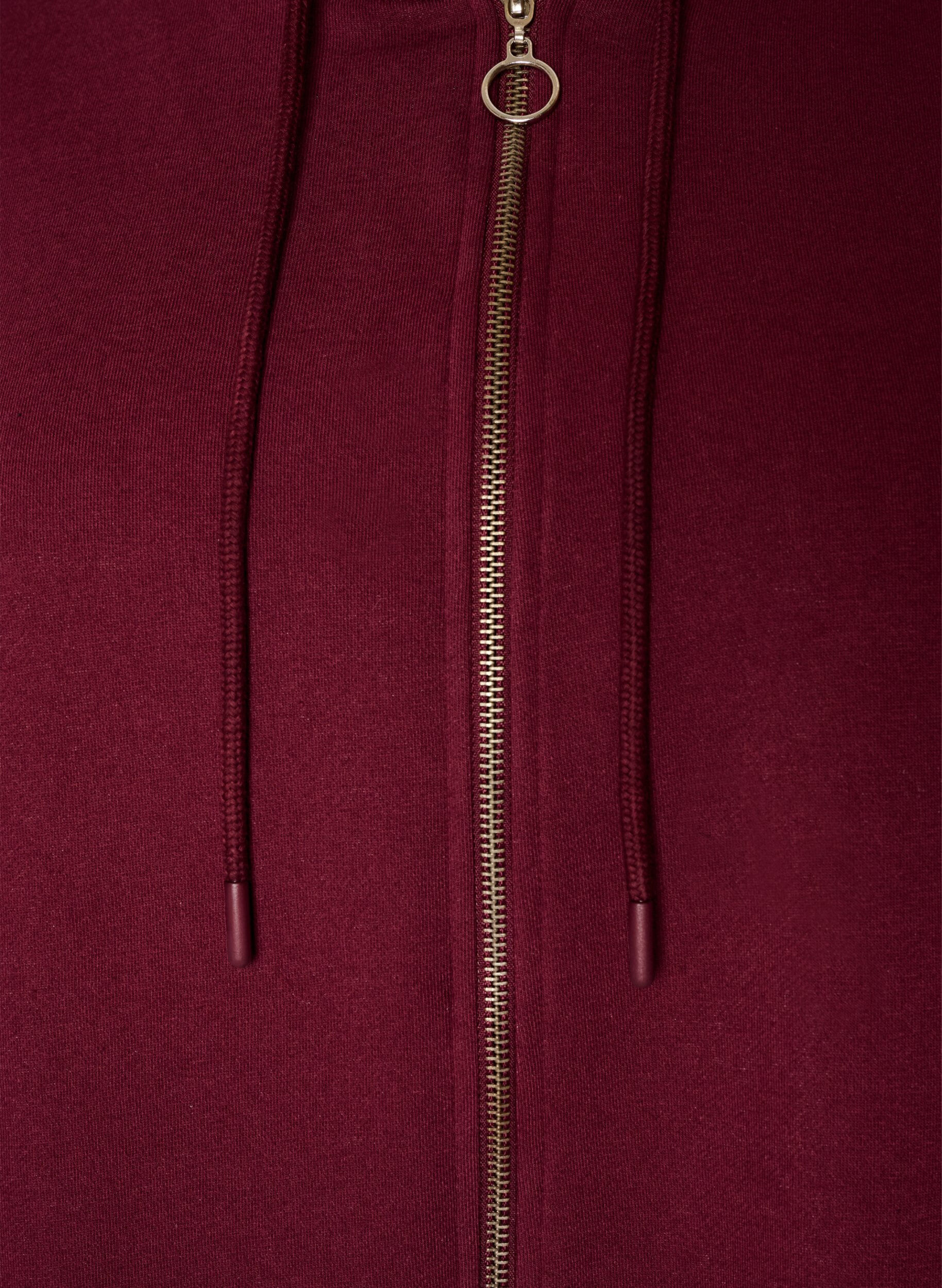 ZizzifashionLong hooded cardigan with zipper, Red, Packshot image number 2