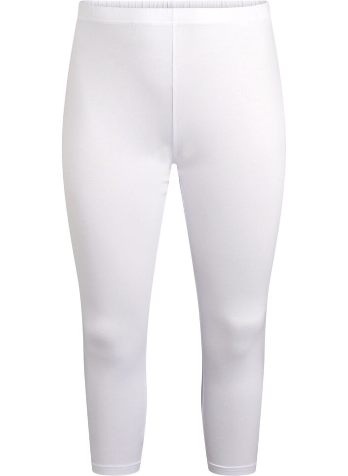 Basic 3/4-length viscose leggings, White, Packshot image number 0