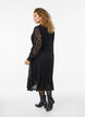 Lace dress with long sleeves and a tie belt, Black, Model image number 1