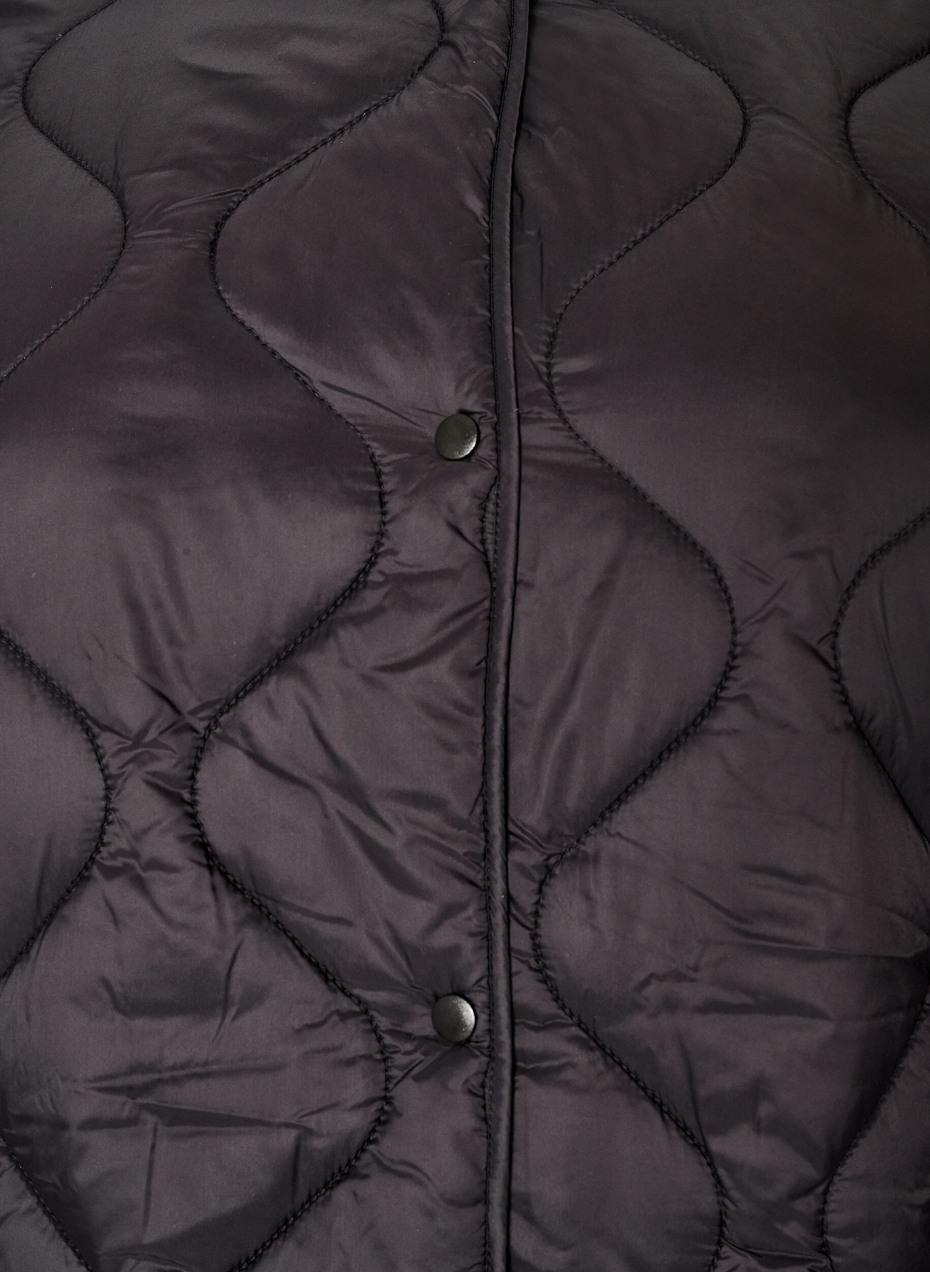 ZizzifashionQuilted jacket with press studs and round neck, Black, Packshot image number 2