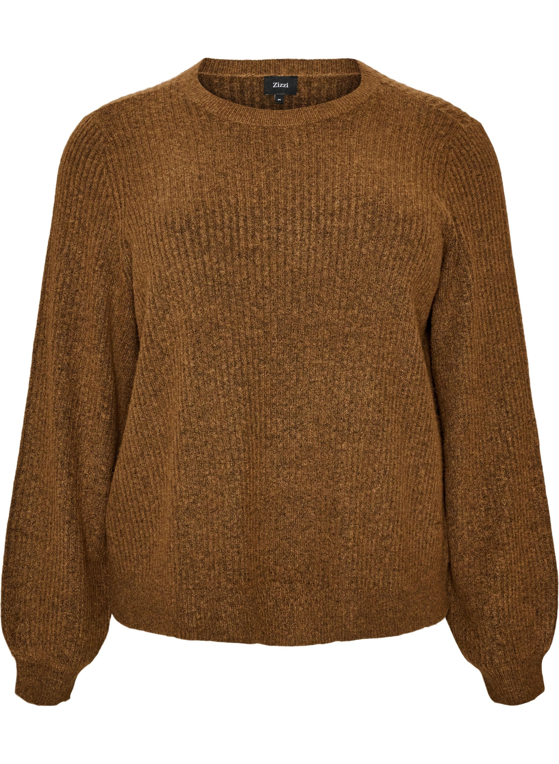 Ribbed jumper with balloon sleeves
