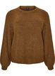 Ribbed jumper with balloon sleeves, Brown, Packshot image number 0