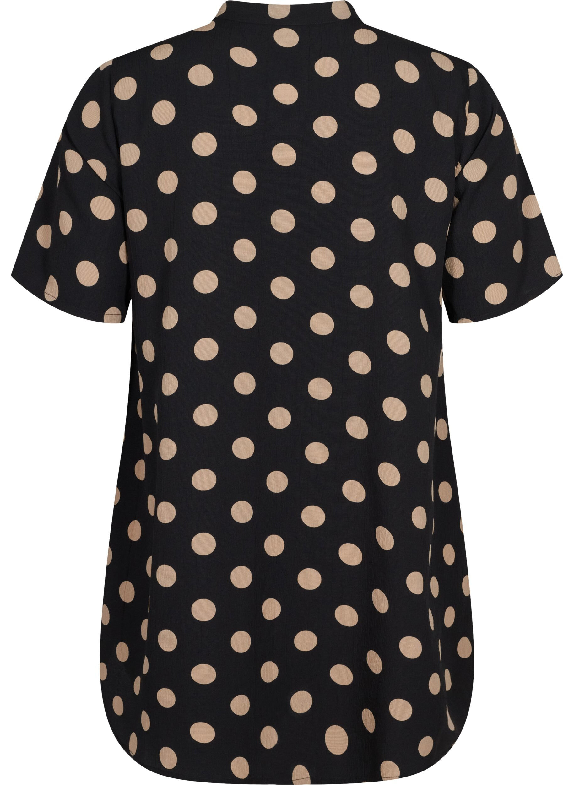 Zizzifashion FLASH - Floral tunic with short sleeves, Black Brown Dot, Packshot image number 1