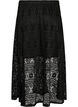 Long eyelet skirt with an elasticated waistband, Black, Packshot image number 1