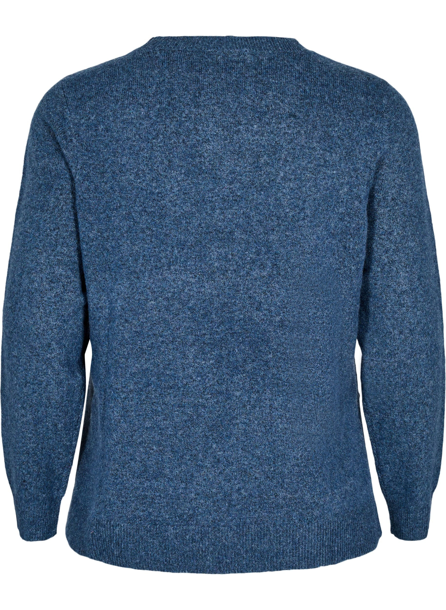 Zizzifashion Knitted top with wool and slits, Bering Sea Mel., Packshot image number 1