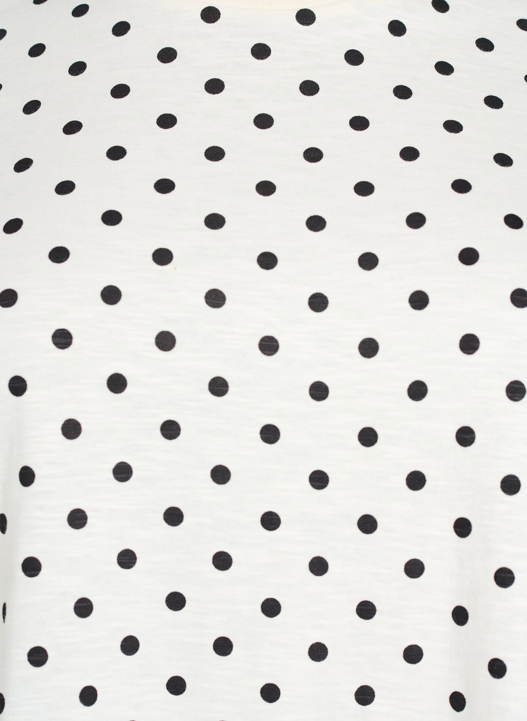 Zizzifashion Polka dot cotton T-shirt, Vanilla, Packshot image number 2