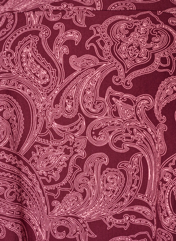 Short cotton dress with an elasticated hem and long sleeves, Dark Bordeaux, Packshot image number 2