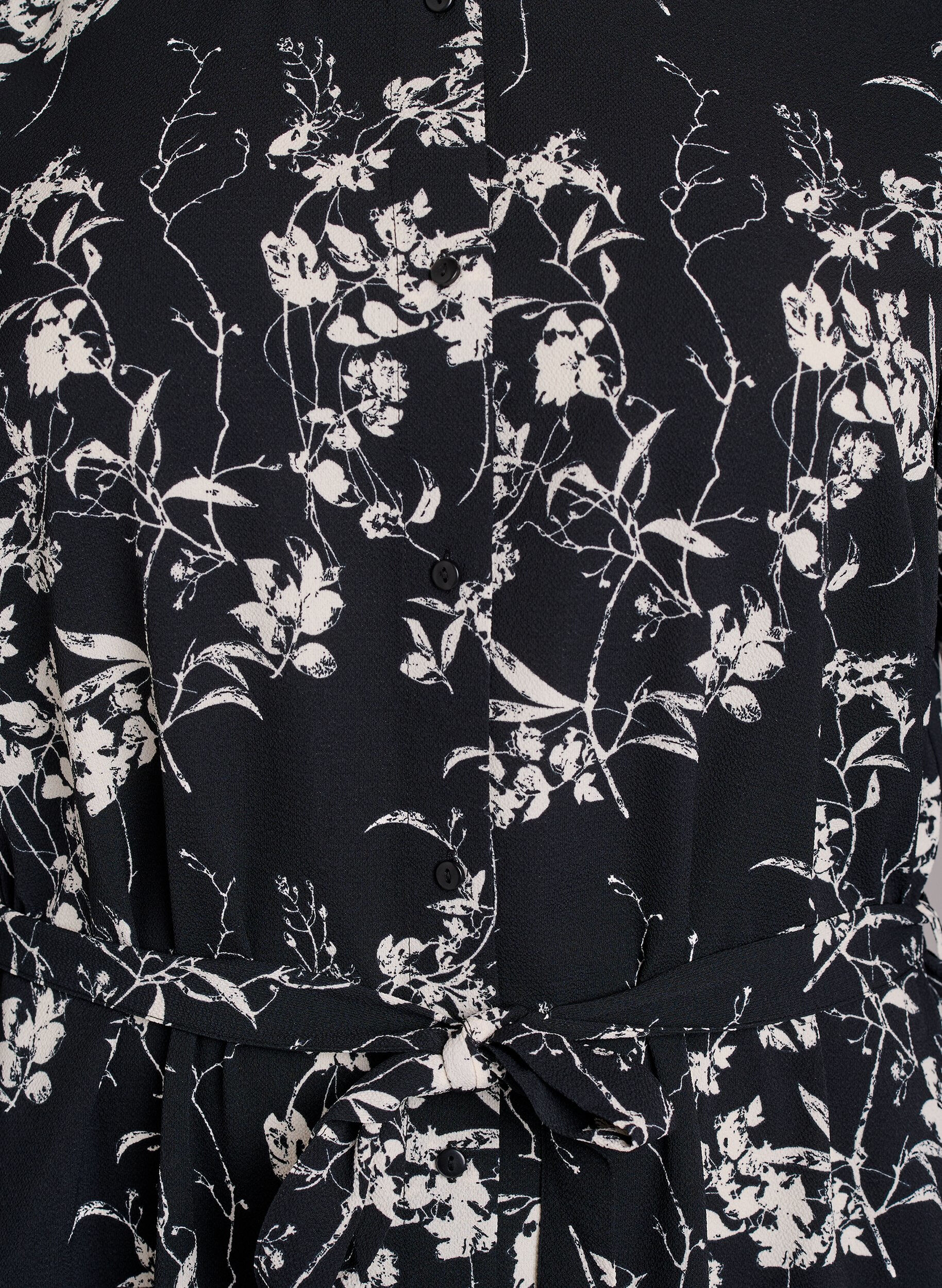 Zizzifashion Long-sleeved shirt dress with tie belt, Black, Packshot image number 2