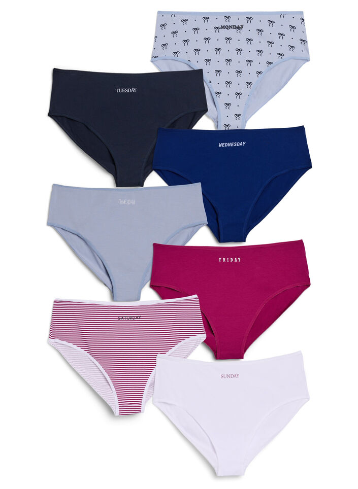 7-pack of panties with a regular waist, Blue, Packshot image number 0