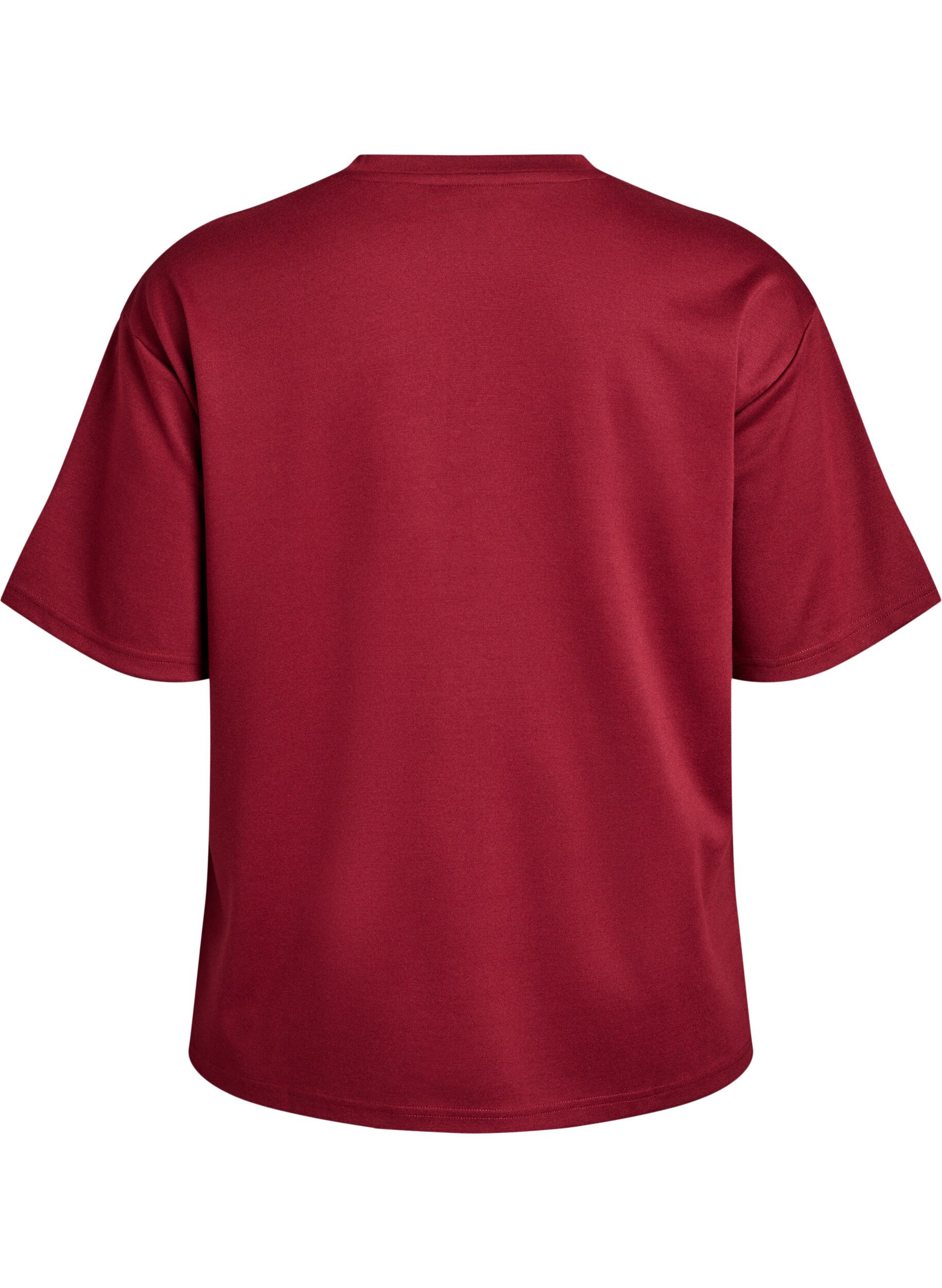 Zizzifashion T-shirt with rhinestones and round neck, Dark Bordeaux, Packshot image number 1