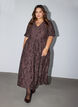 Midi dress with floral jacquard, Brown, Model image number 0